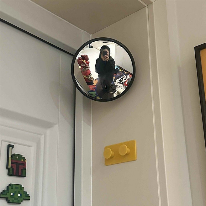 출입구 DIY 촬영용 오목-볼록 거울 전신거울 실내 거실 침실 장식용 벽걸이 코너 거울 장식품, [소형 8cm] 오목-볼록 거울 흡착판형