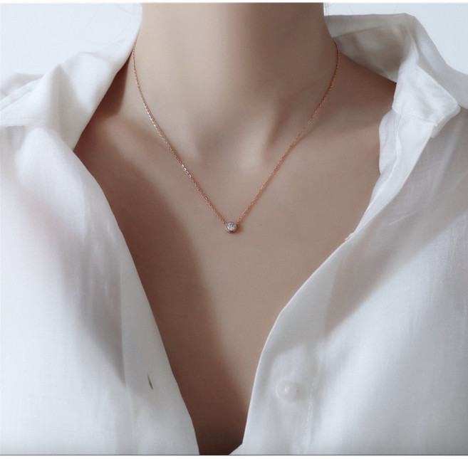 [3 color][써지컬 스틸] 델리아 베이직 라운드 큐빅 목걸이 변색 없는 고 퀄리티 우아한 고급 주얼리