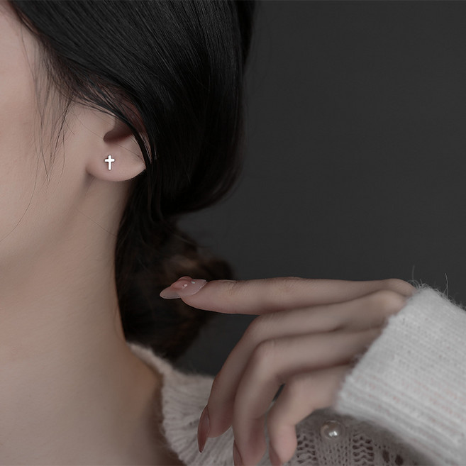 AGAPE 순은 S999 미니 십자가 귀걸이 (순은 99.9%)