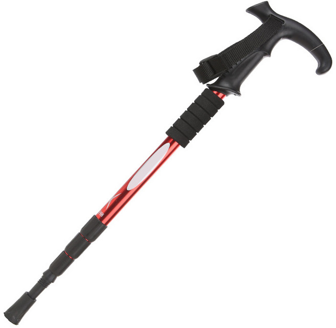 PYHO초경량 등산스틱 4단 트레킹 스틱 4단 신축DSZ030, 붉은색