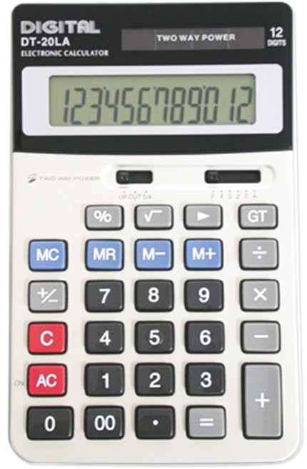 계산기 DT-20LA 전자계산기 12자리 사무용 탁상용, 혼합색상, 1개