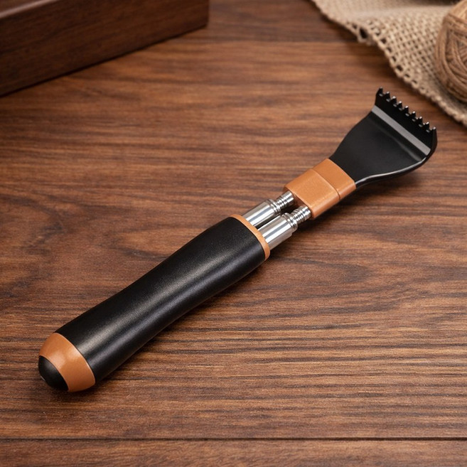 LINJIN 길이조절 효자손 접이식 등긁이 마사지 스틱 효자손 등긁개, 검정색, 1개