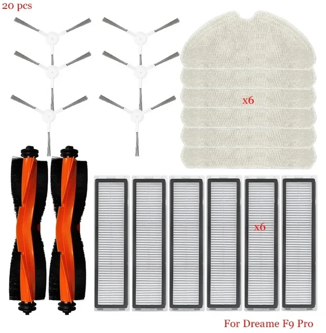 Dreame F9 Pro RLF22GA Max 흰색 진공 교체 액세서리 예비 부품 메인 사이드 브러시 Hepa 필터 천