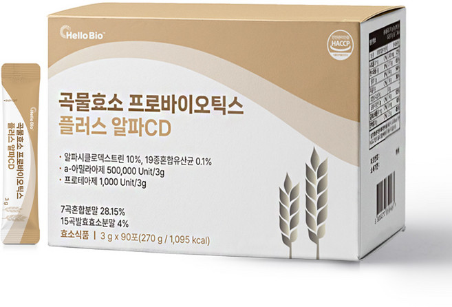 헬로바이오 곡물효소 프로바이오틱스 알파CD 플러스, 3g, 90개