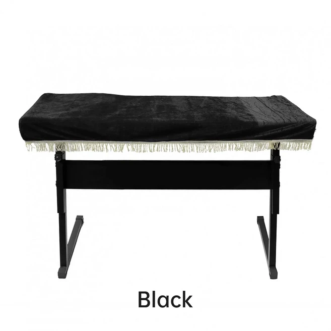 Pleuche 전기 오르간 피아노 먼지 커버 술 달린 벨벳 키보드 악기 보호 가드 61 키, 01 빠른, 02 Black