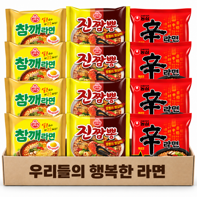 우리들 봉지라면 12개 참깨라면4 진짬뽕4 신라면4