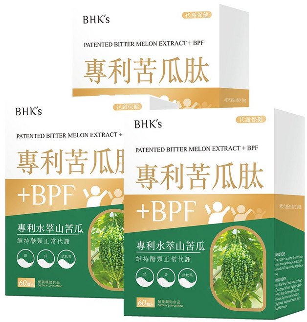 BHK's 專利苦瓜肽+BPF 維持醣類正常代謝, 3個, 60顆