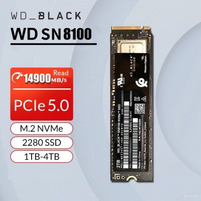 WD PCIe Gen 50 SN8100 1TB 2TB 4TB SSD NVMe 읽기 속도 최대 14900MBs M2 2280 솔리드 스테이트 드라이브
