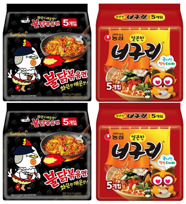올따옴) 농심 멀티 2종세트 짜파게티 5입 2봉+삼양 불닭볶음면 5입 2봉, 10개