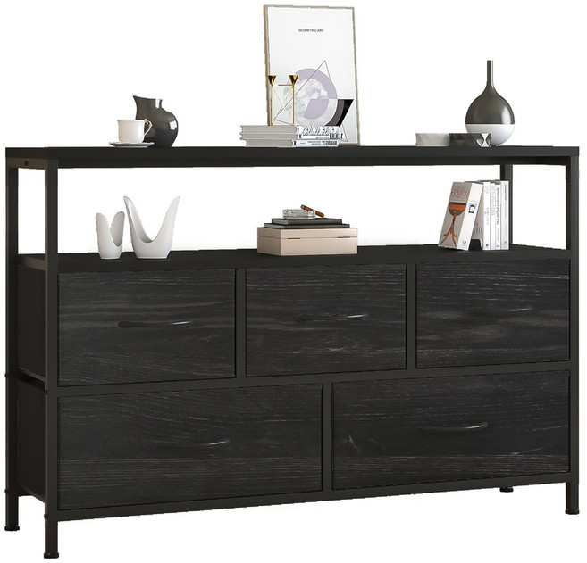 소웰홈 패브릭 3단5문 거실장 1000, 차콜