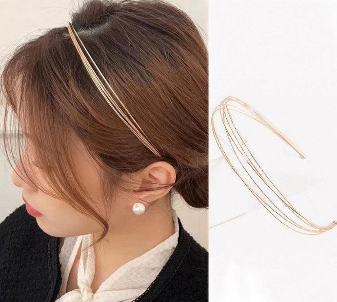 메탈6줄 헤어밴드 티아라 머리띠 데일리 연예인 헤어 악세사리