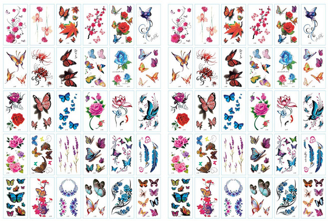 타투스티커 30종세트 2개1세트 타투 헤나 스티커, J type, 2개