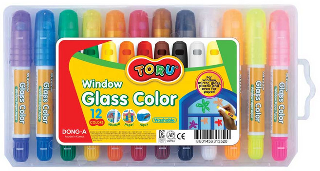 동아연필 토루 윈도우 글라스칼라 12색 젤마카 유리 창문