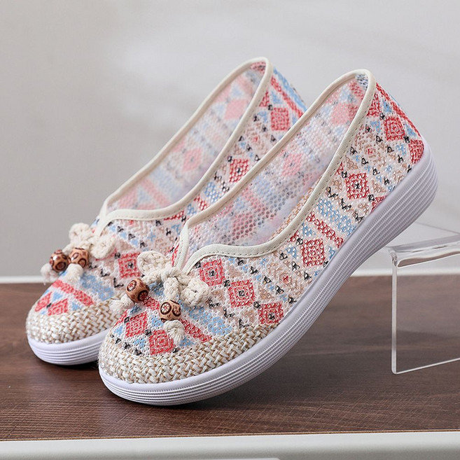 ROYALBELLE 중년 여성 데일리 전통 스타일 편안한 통기성 메쉬 신발 소프트 가벼운 플랫슈즈 K032833