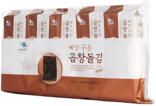 예맛 두번구운곱창돌김 17g x 10봉 도시락김 김 맛있는김, 예맛 두번구운곱창돌김 17g x 10봉 도시락김 김 맛