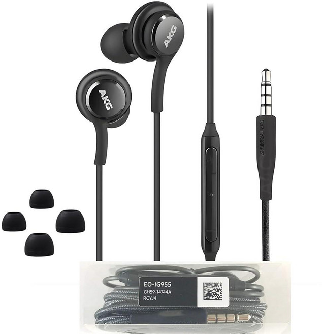 삼성 이어버드 스테레오 헤드폰 3.5mm 갤럭시 S10 S10e S9 S8 플러스 A31 A71 유선 이어폰과 호환 마이크 볼륨 버튼 포함 블랙 212990