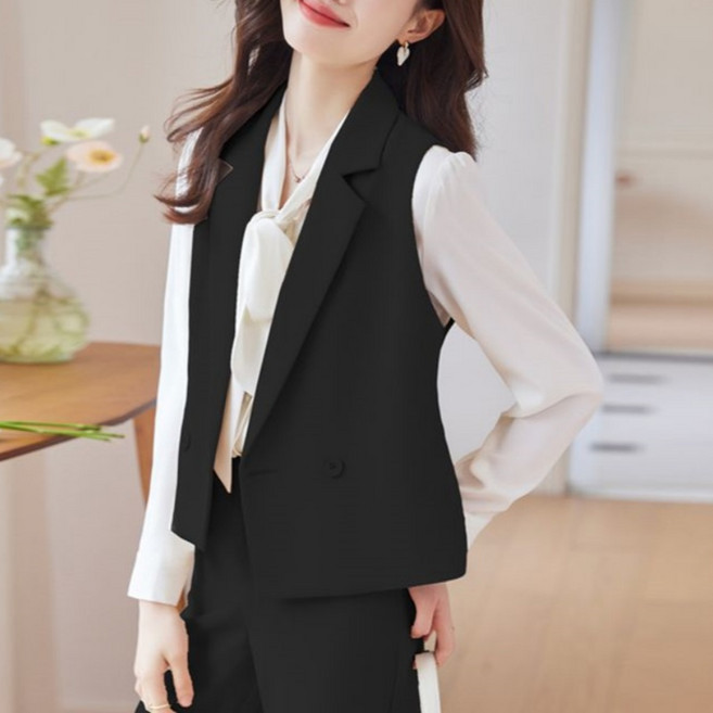 Makone 여성 정장 조끼 솔리드 심플 트랜드 오피스룩 코디네이터 데일리 베스트