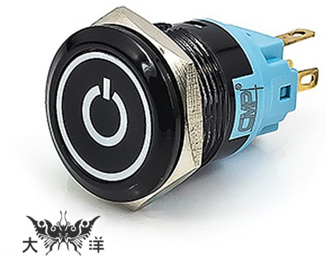 19mm 烤漆塑殼 平面電源燈 無段開關, 1個, AC110V 紅色
