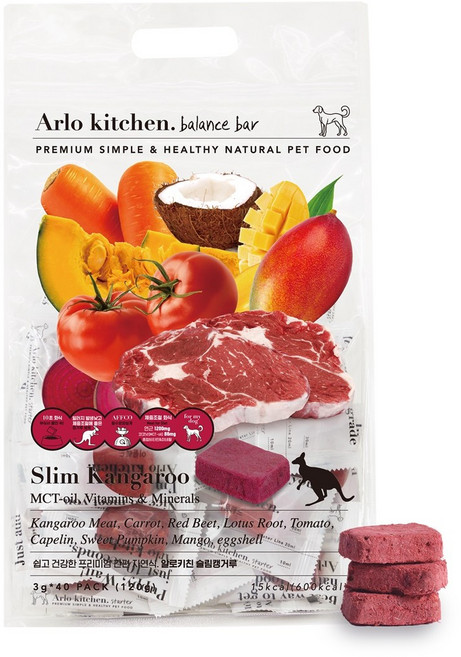 알로키친 강아지 캥거루 생식 MCT 오일 저알러지 자연식 슬림캥거루 40개입(120g), 120g, 1개