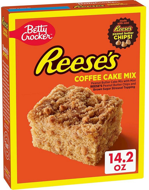 Betty Crocker REESE'S 땅콩 버터 커피 케이크 믹스 브라운 슈가 슈트로젤 토핑 402.6g(14.5온스), 1개, 400g
