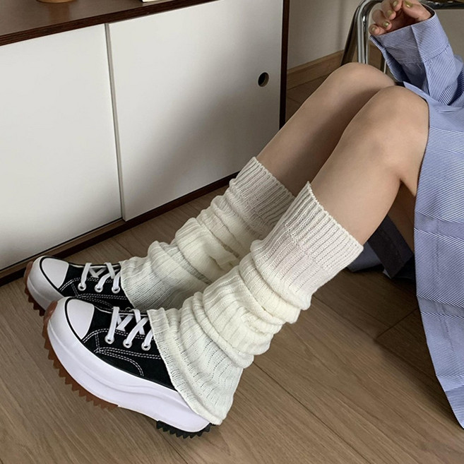 하이유니 시스루 골지 니트 발목 토시 다리 레그 워머 40cm