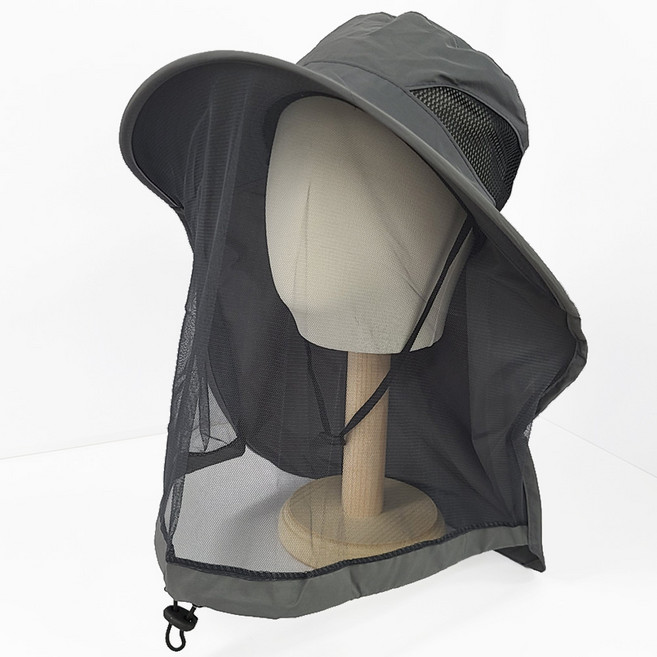 메쉬망 모기장모자 벌초모자 양봉모자 방충 낚시, 그레이, 1개