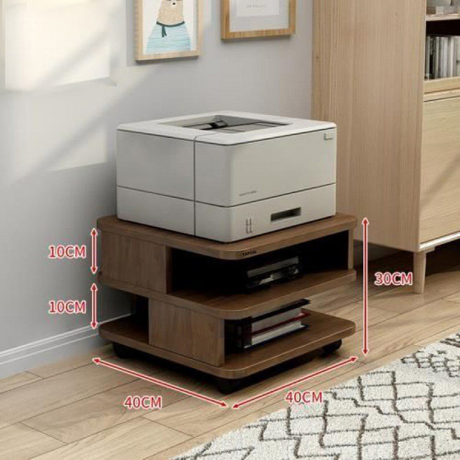 이동식 프린터 선반 복합기 프린트 받침대 다이, 원목색2단