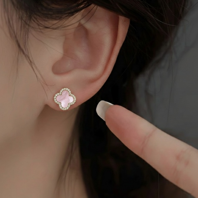 엘루멘 고급스러운 네잎클로버 귀걸이 세트
