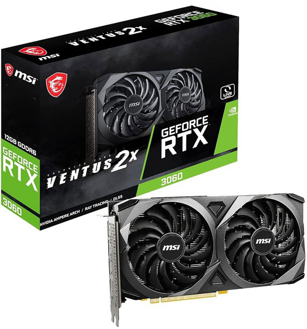 msi new geforce rtx 3060 게임 12g x z trio ventus 192 256bit gddr6 비디오 카드 gpu 그래픽 카드 rtx3060 ti lhr, VENTUS 2X 12G