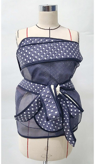 [알짜맘] 간편하고 시원한 일자형5부 망사포대기, 네이비도트