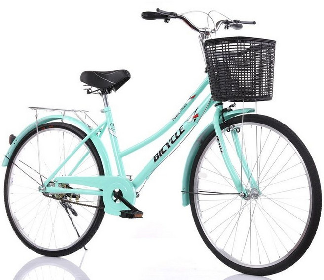 여성용자전거 일본스타일 출근 레트로 아줌마자전거, 26 인치, 1cm, 그린 스탠다드