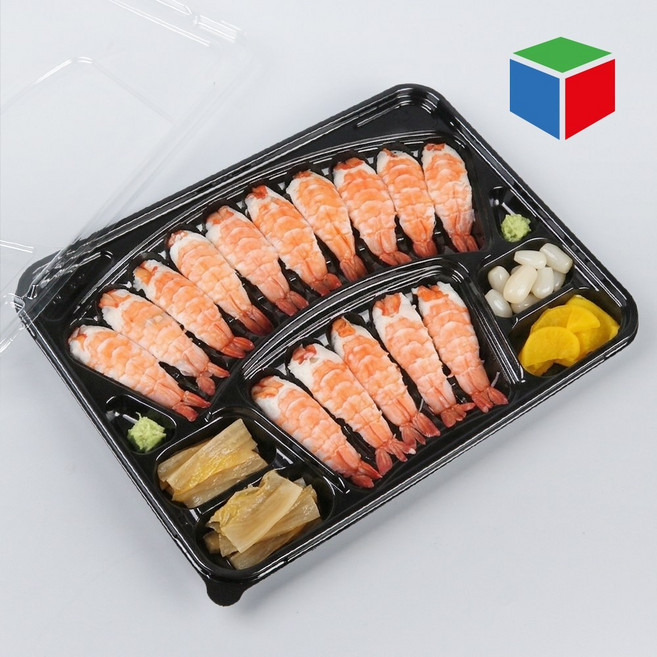 배달/포장 초밥용기 검정 15P 파티션 트레이 100개 세트 (DH-S115), 1세트, 100개입