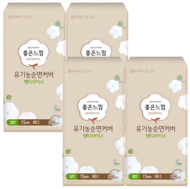 좋은느낌 팬티라이너 일반 90P X 4팩, 90매, 4개