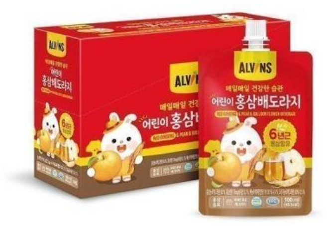 엘빈즈 어린이 홍삼 배도라지 40팩, 40개