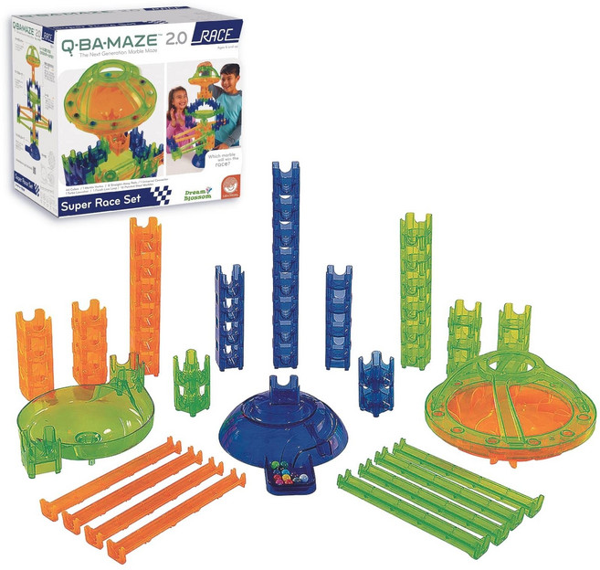 MindWare Q-BA-MAZE 쿠바 메이즈 슈퍼 레이스 세트 볼 구르기 장난감 미로
