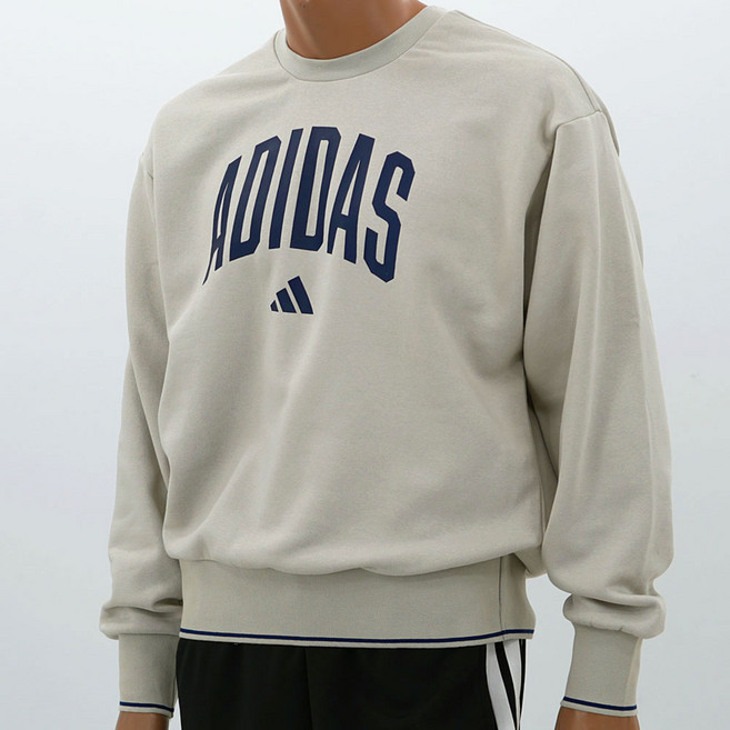 아디다스 남성 베이직 기모 티셔츠 크루넥 긴팔티 데일리 캐주얼 맨투맨 커플 스웨트 셔츠