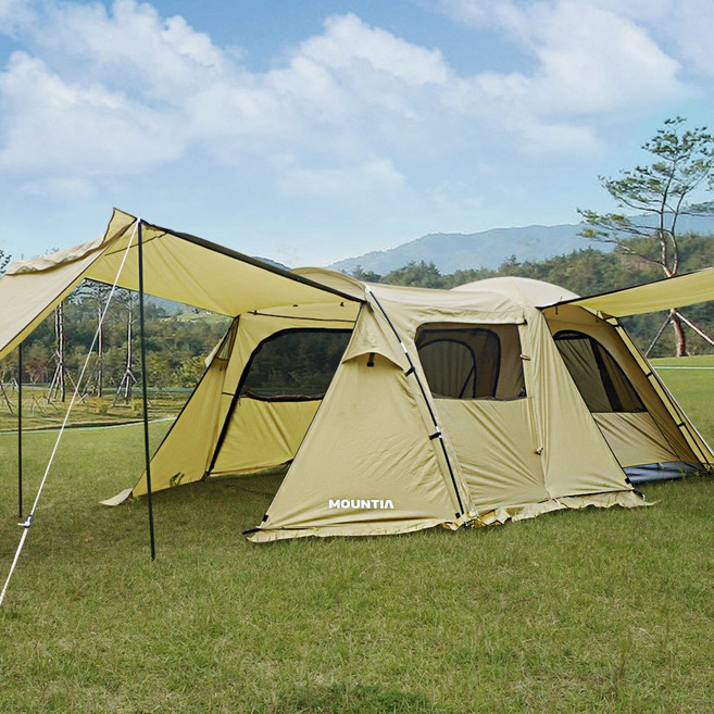 마운티아 포레스트 돔텐트 6-7인용/거실형 텐트 캠핑, 베이지