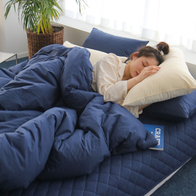 베이직톤 국내산 클래식 이음선없는 고밀도 80수 사계절 차렵이불 세트