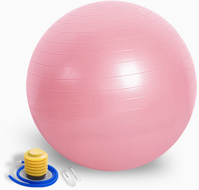 썸피트 안티버스트 짐볼 + 발 펌프, 라이트핑크 55cm