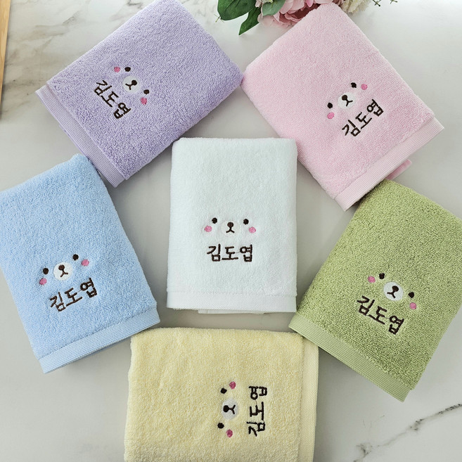 쁘띠맘 파스텔타올 네임자수 어린이집수건 기숙사 유치원준비물 생존수영 영신타올, 파스텔타올-강아지, 1세트