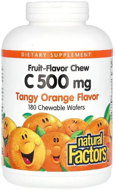 내추럴팩터스 비타민C 500mg 탱기 오렌지 과일맛 츄 츄어블 웨이퍼 180개, 1 - 쿠팡