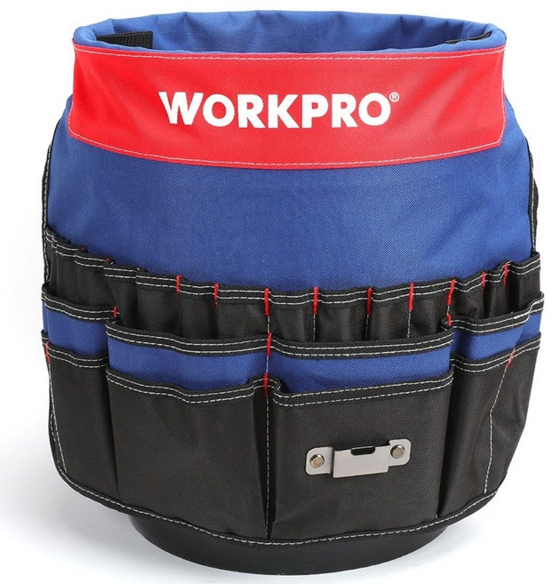 WORKPRO 5갤런 버킷용 공구가방 오거나이저 휴대용 다용도 공구함 대용량 수납가방 방수 산업용 가정용 이동식 대형 튼튼한 수공구 가방 53.5x47.5cm, 1개