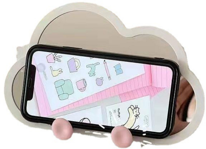 콘티A 구름 탁상거울 벽거울 휴대폰거치대 겸용, 핑크