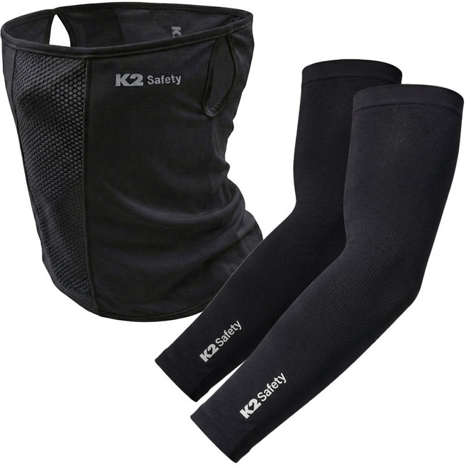 K2 세이프티 쿨핏마스크+ 프리미엄 쿨토시, 1세트, 쿨핏블랙+쿨토시블랙