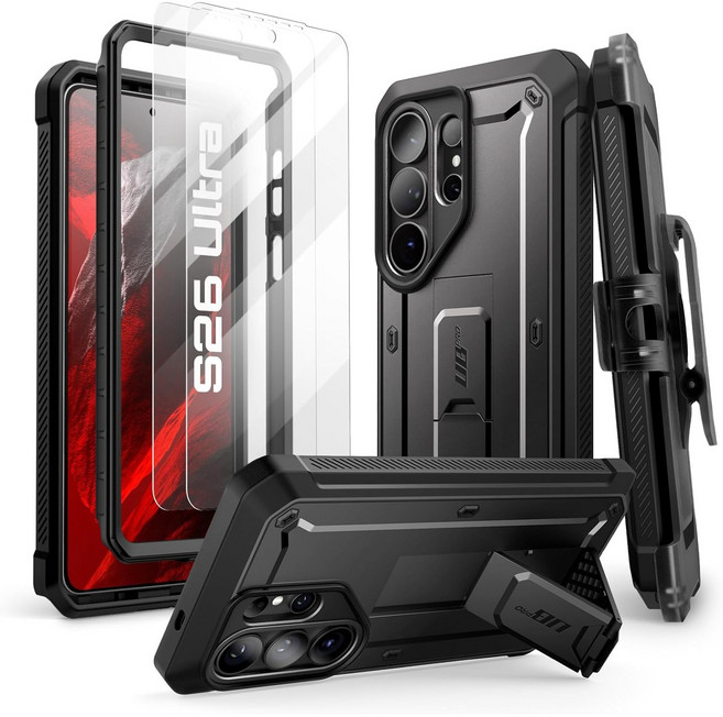 SUPCASE 유비프로 갤럭시 S26 러기드 스탠드 케이스 (벨트클립포함), 1개, 블랙
