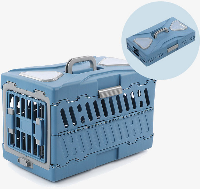 강아지 접이식 켄넬 캐리어 블루 대형 이동장, 1개