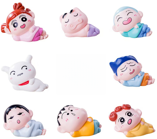 FATTYS 춘일부 교복 짱구 미니 피규어 차량용 장식품 세트(컬러 박스 포장), 1세트, 친구(B세트)