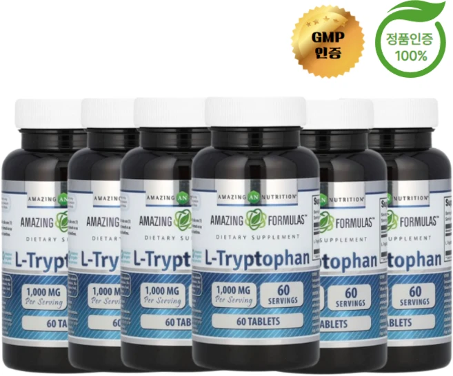 3+3 어메이징 뉴트리션 L트립토판 1000mg 60정, 6개 - 쿠팡