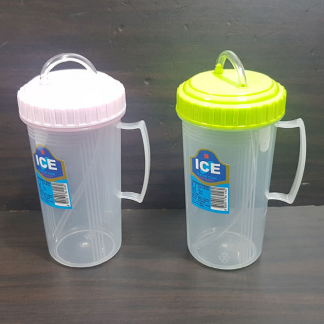 덕신 손잡이 빨대컵 400ml 1p / 병원 요양원 물병