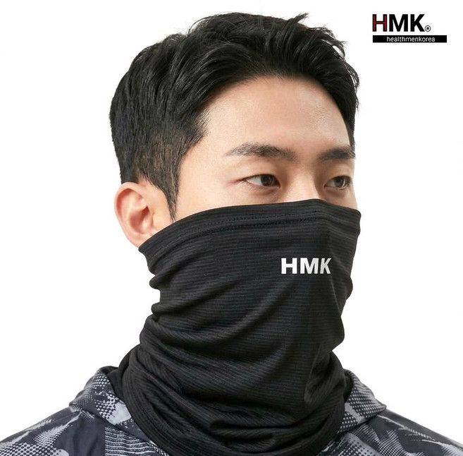 HMK 프리미엄 멀티 쿨 넥워머 마스크 자외선 차단 남여공용 스카프 12가지 색상, 1개, 01  블랙